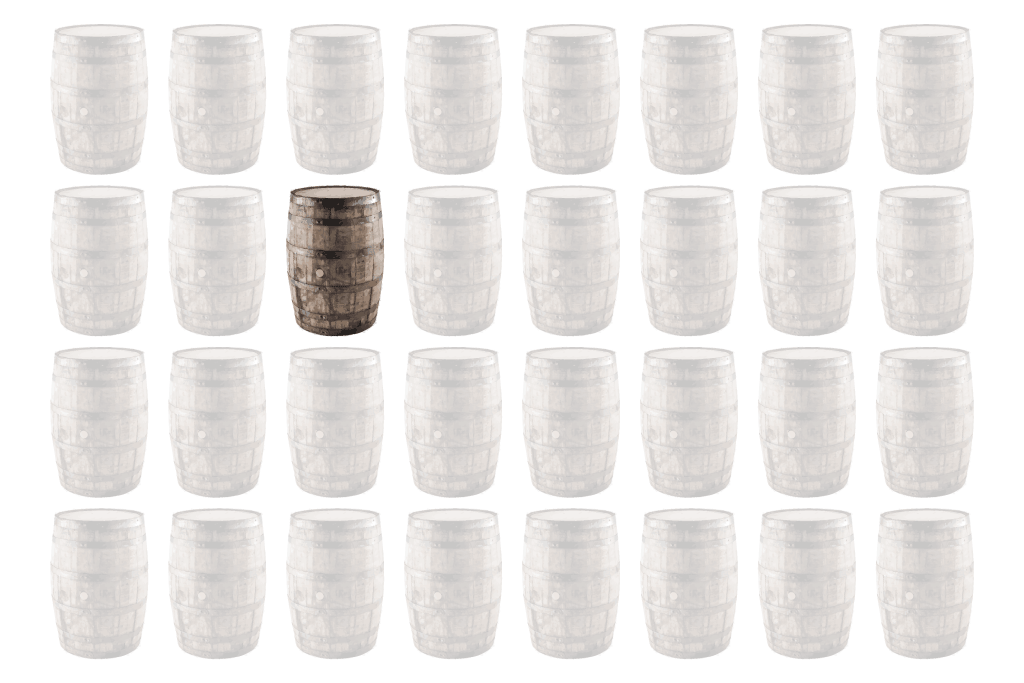 Illustration of whisky barrels used to make single barrel whisky