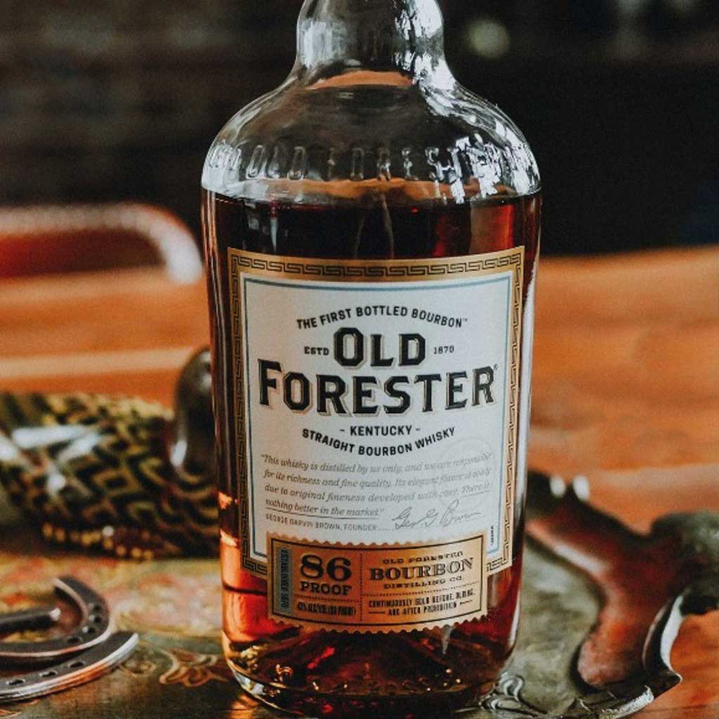 Bottle of Old Forester 86 proof whisky