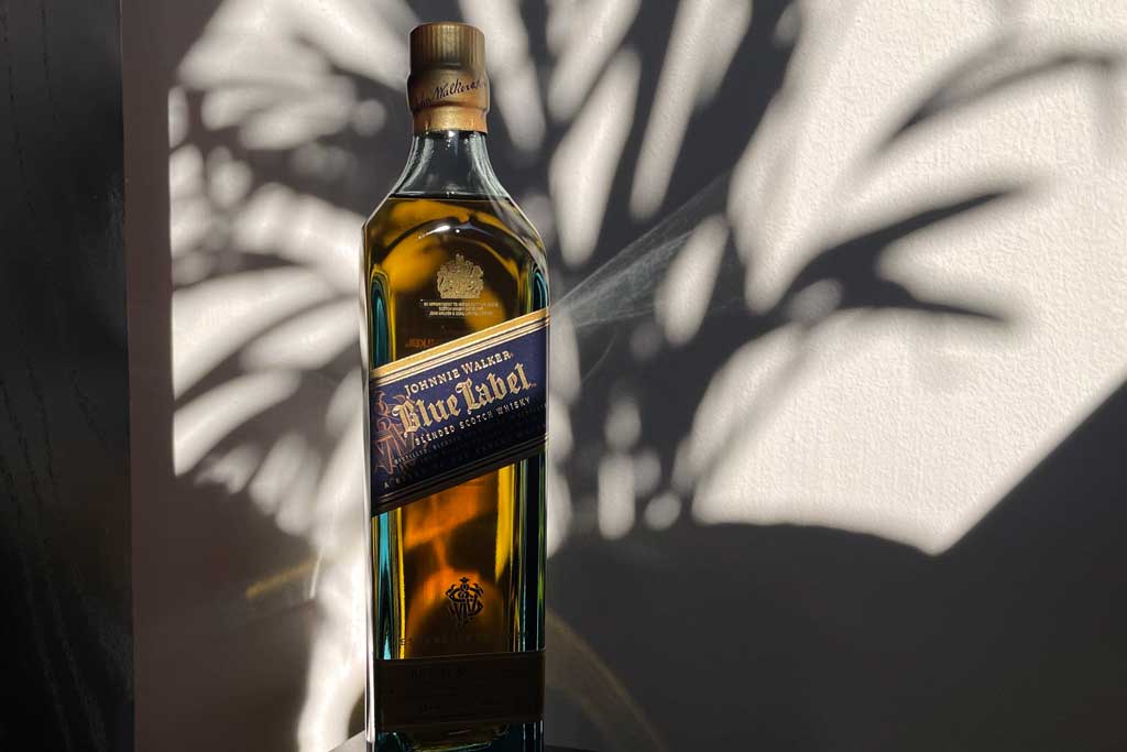 Close view of Johnnie Walker Blue Label whisky