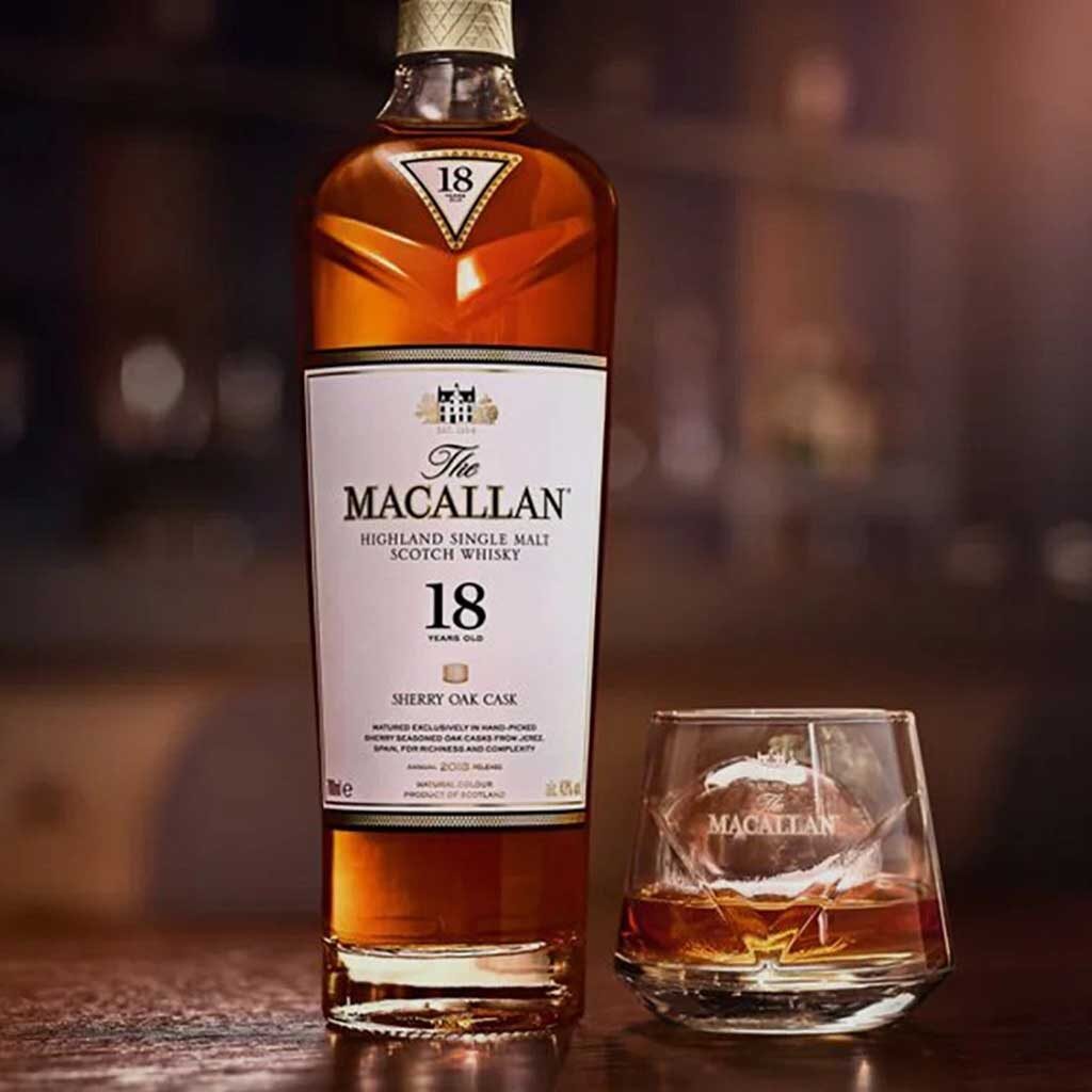 Macallan Sherry Oak 18 year old whisky bottle