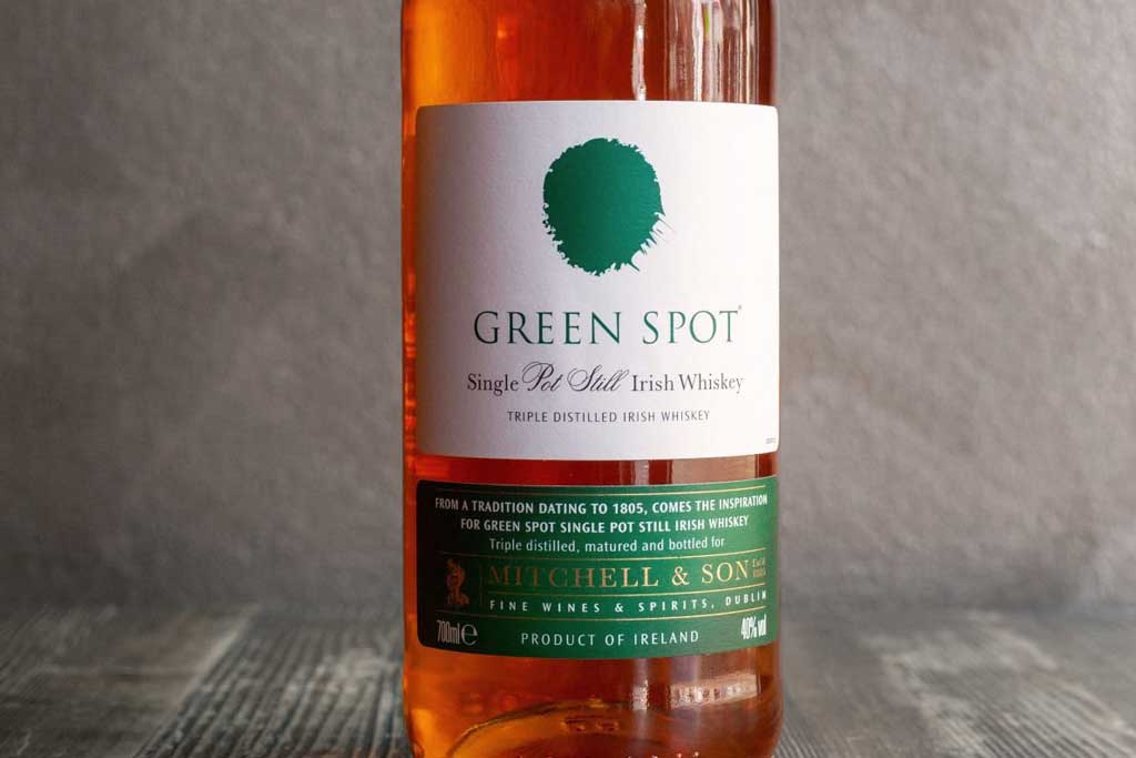 Bottle of Green Spot Irish whiskey