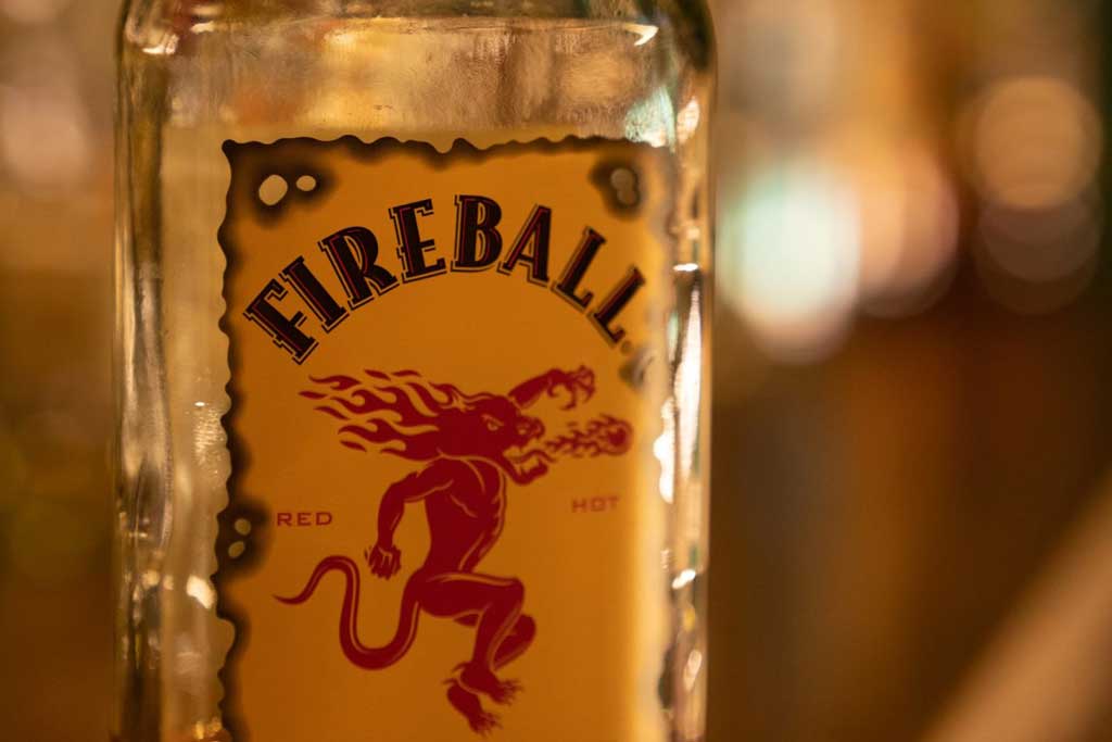 Fireball whisky bottle