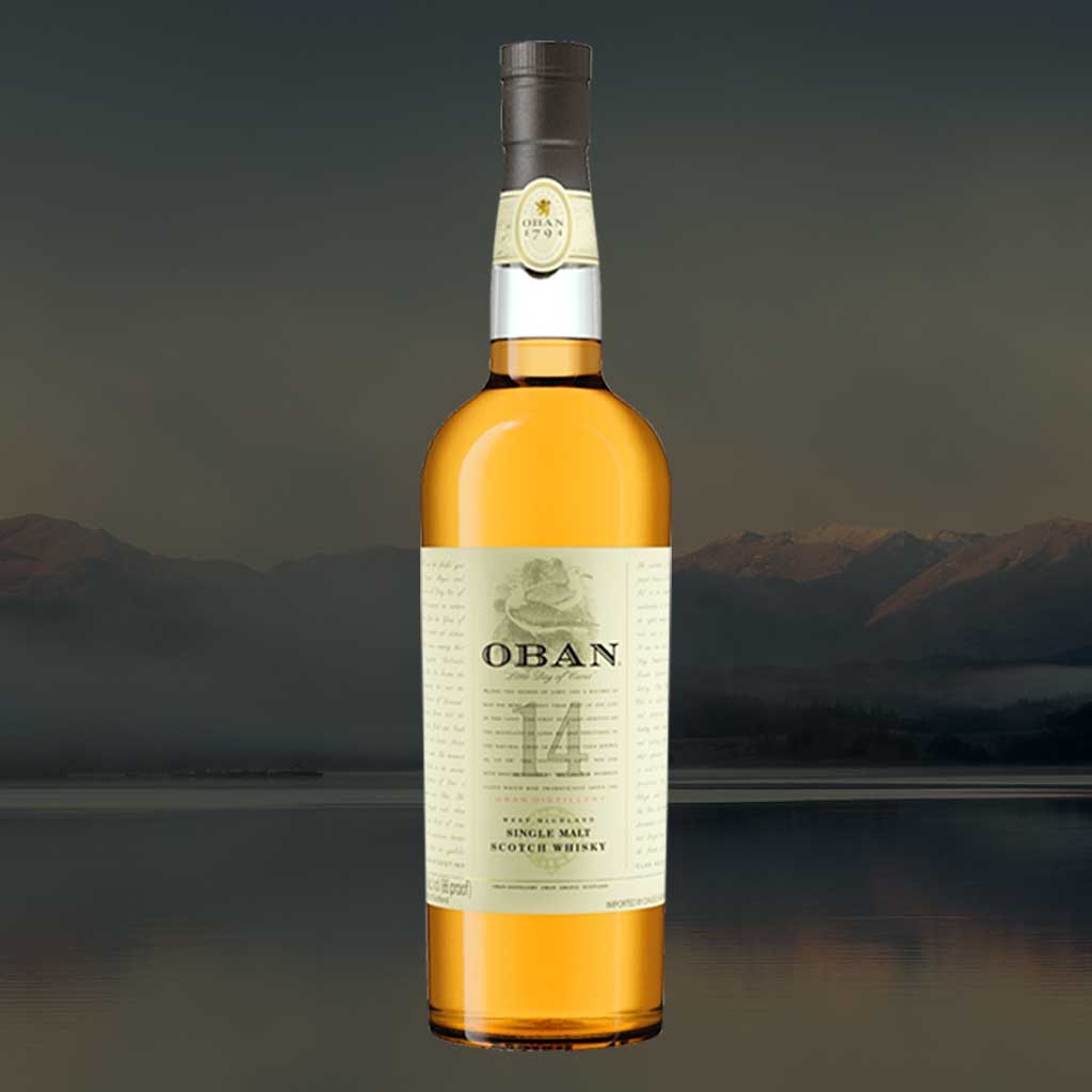 Oban 14 year old whisky bottle