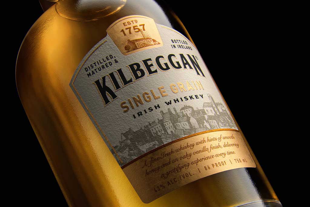 Close view of Kilbeggan 8 Year Old Single Grain Irish Whiskey