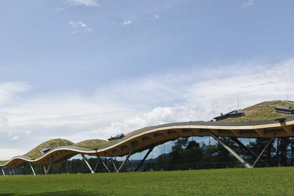 Exterior view of the Macallan whisky distillery in Speyside Scotland