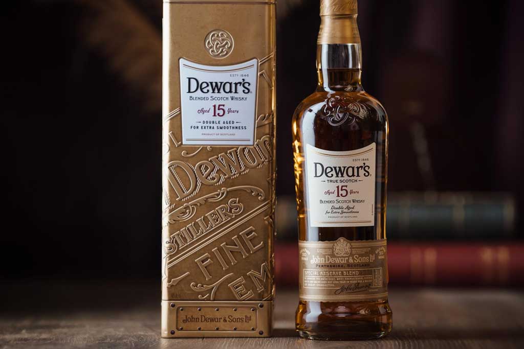 Bottle of Dewar's 15 year old blended Scotch whisky