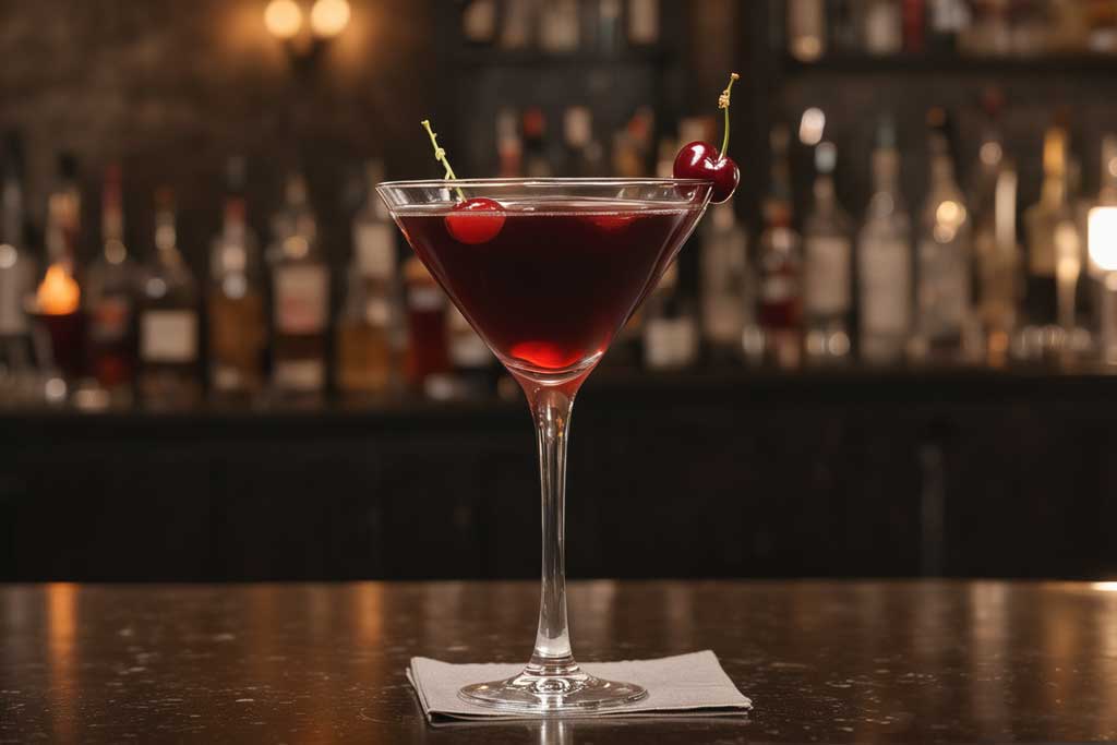 Manhattan cocktail on bar top